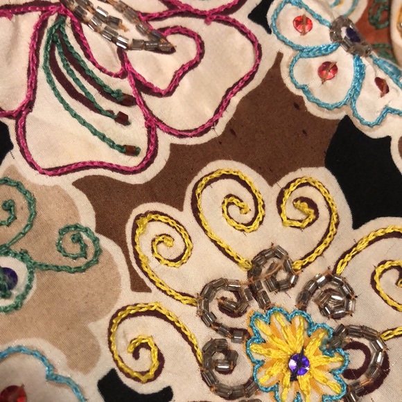 GERARD DAREL SILK BEADED & EMBROIDERED SKIRT MULTICOLORED FRENCH SIZE 40 US 8 - Picture 8 of 11